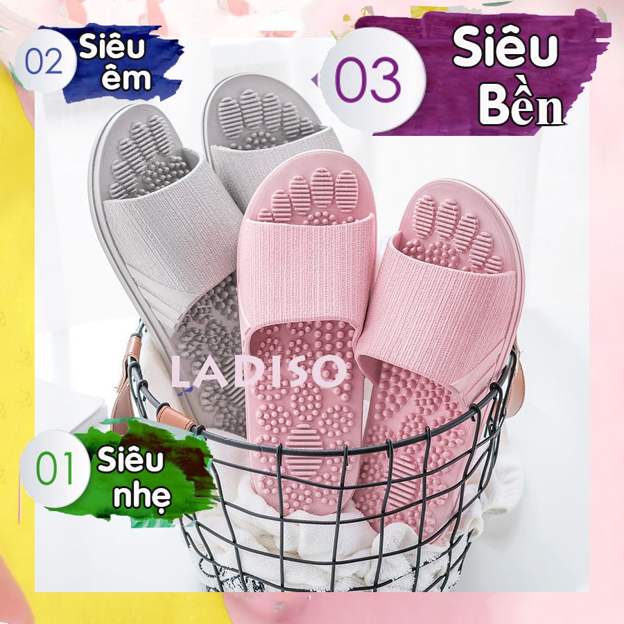 Dép đi trong nhà LADISO dép mát xa chống trơn trượt chất liệu mềm đi êm dép cặp cho gia đình TT219