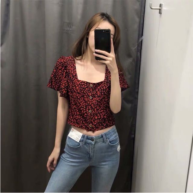 (Order) Áo cánh tiên croptop hoạ tiết da beo, da rắn hàng tqxk