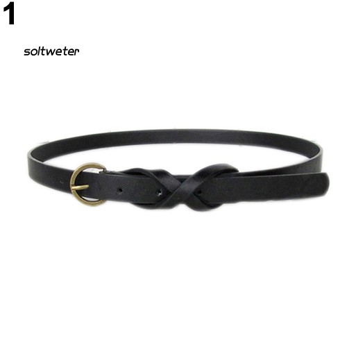 Thắt Lưng Da Màu Trơn Khóa Kim Loại Đơn Giản Thời Trang Cho Nữ