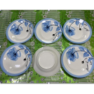 Combo 6sp, Đĩa sứ sâu lòng cao cấp Bát Bảo họa tiết xanh lam đk 20cm,  bền – đẹp – rẻ, since_1977