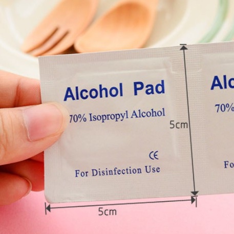 🍉Hộp 100 gói bông tẩm cồn sát trùng, khăn tẩm cồn lau trang sức, lau điện thoại tiện dụng DUASHOP