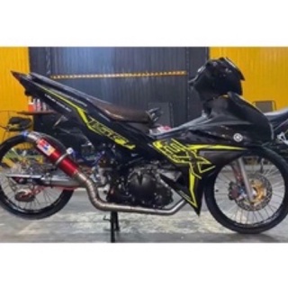 Tem rời xe exciter 150 chữ ex lớn cham vàng xám dán cho xe đen