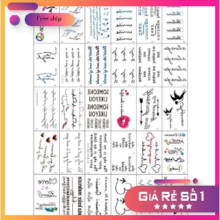 (sale) Combo 30 hình xăm dán hình xăm nước flash tatoo stickers mini  chữ đẹp dễ thương phong cách Hàn Quốc siêu cute ho