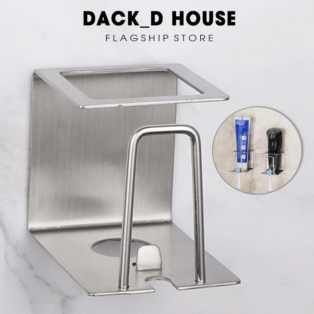 Kệ inox đựng bàn chải kem đánh răng máy cạo râu kèm keo dán 3M Dack D House