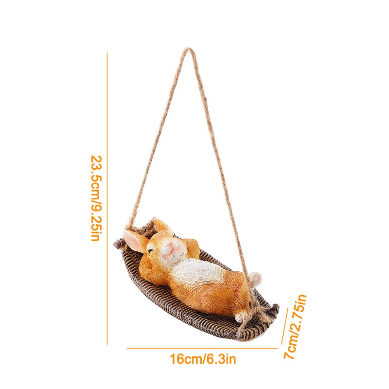 Tượng Thỏ Đang Ngủ Mini Bằng Nhựa Resin Trang Trí Ngoài Trời