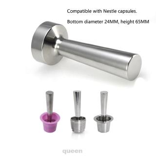 Coffee Tamper Flat Base Long Handle Stainless Steel Portable Kitchen Solid For Nespresso