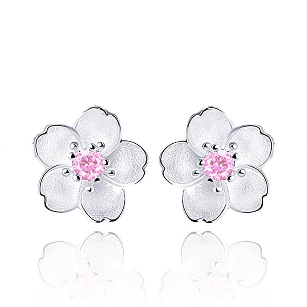 Khuyên Tai Hoa Anh Đào Đính Đá Thanh Lịch Dành Cho Nữ