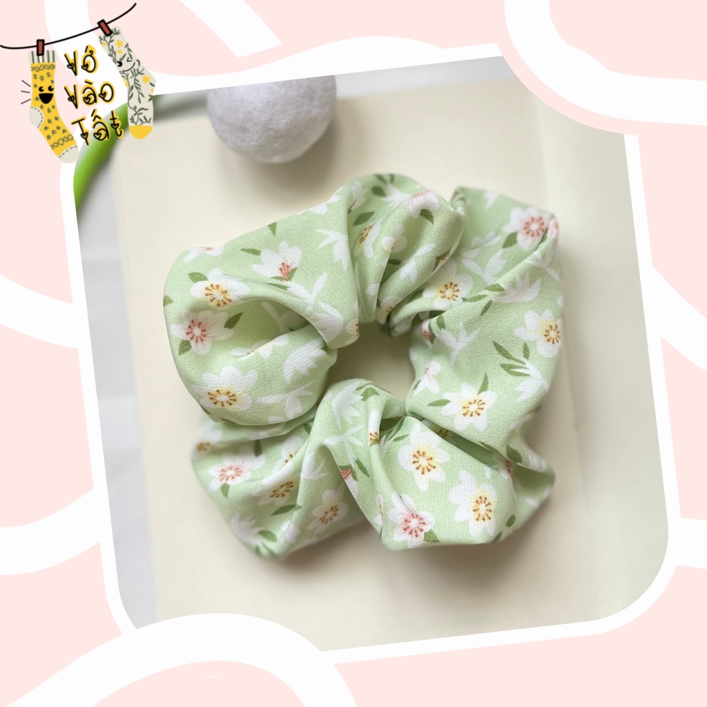 Đồ buộc tóc scrunchies hoa bản to mềm