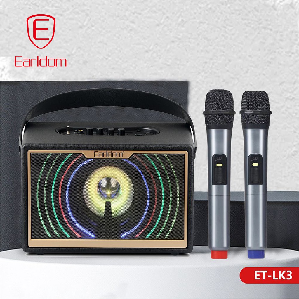 Loa Bluetooth xách tay Earldom ET-LK3 ( Kèm 2 mic không dây) chính hãng