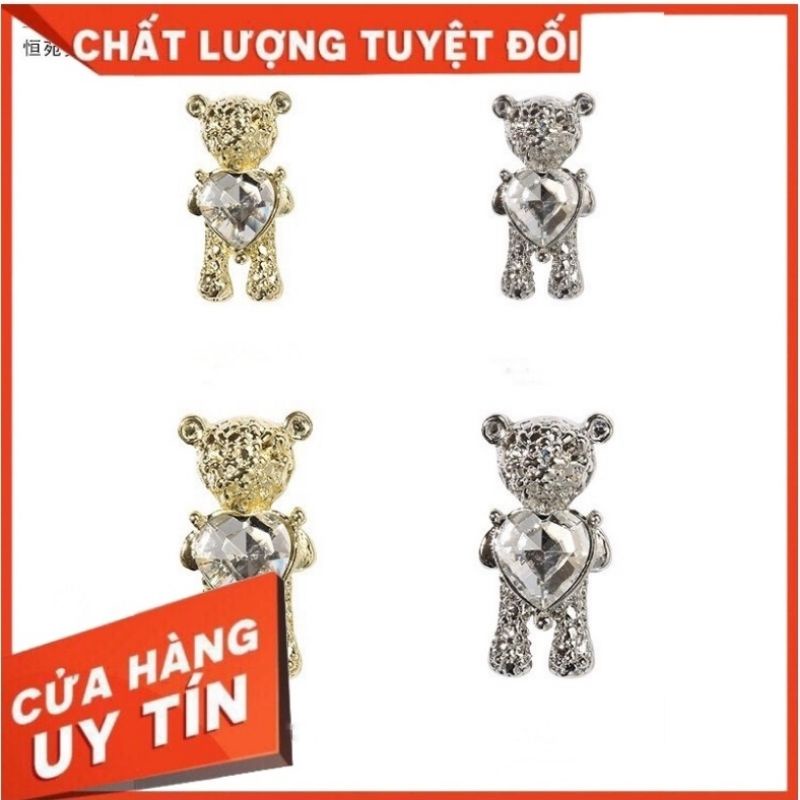 charm gấu ôm tim trang trí móng tay,cham gấu đá ôm tim giá rẻ