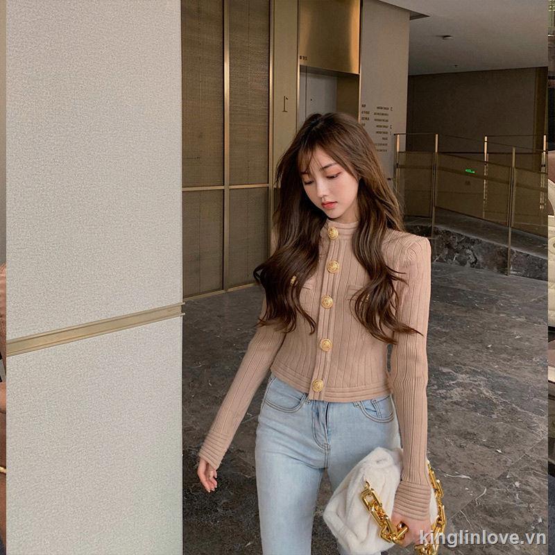 ❤Nước hoa quà tặng❤Áo khoác dệt kim tay dài thiết kế mới thời trang cho nữ