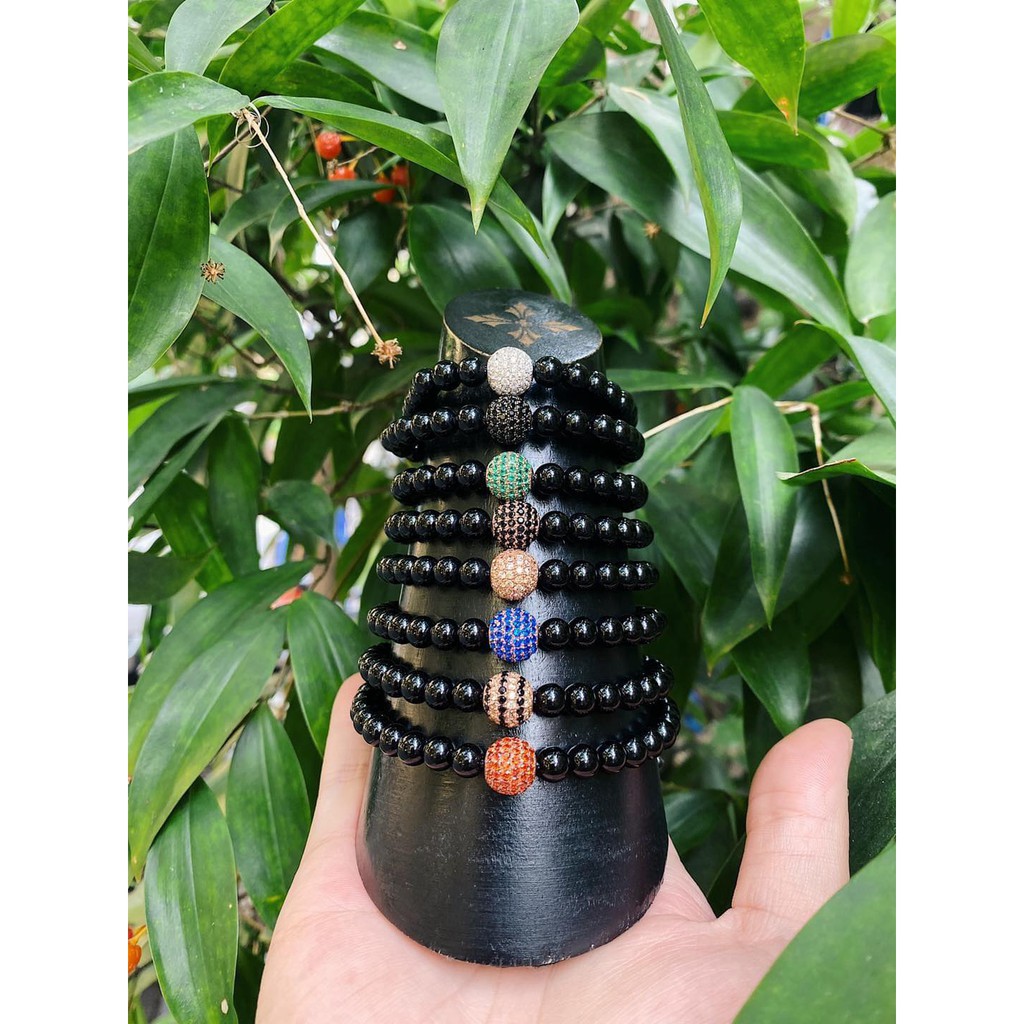 Vòng đá Jetblack 6mm + Neora Charm