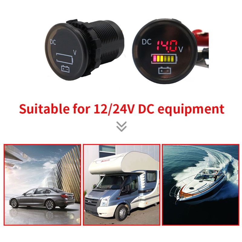Máy Đo Điện Áp Kỹ Thuật Số Mini Màn Hình Led Chống Nước Cho Xe Hơi Xe Tải Xe Máy Tàu Thuyền DC