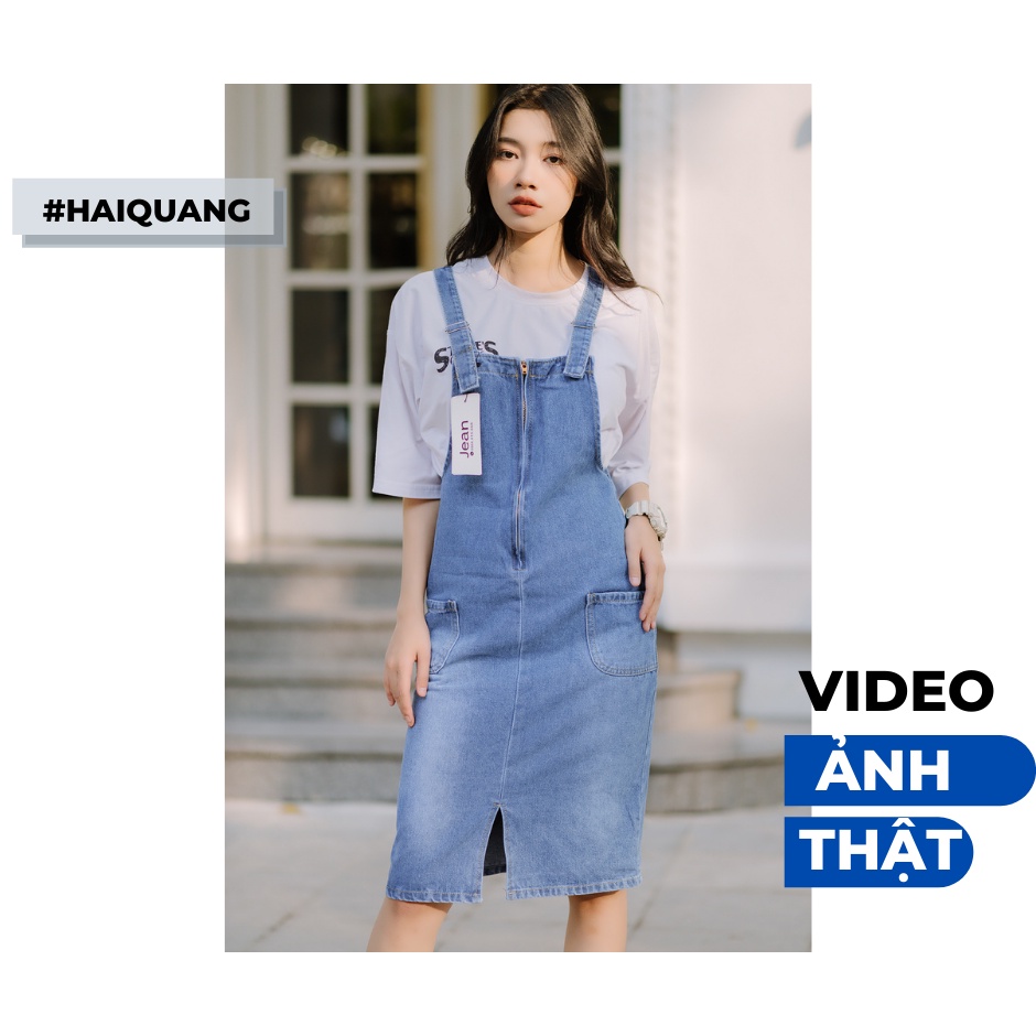 YẾM VÁY DÁNG DÀI HAIQUANG TÚI HÔNG CÁ TÍNH, CHẤT JEAN MỀM KHÔNG XÙ VẢI KHÔNG PHAI MÀU
