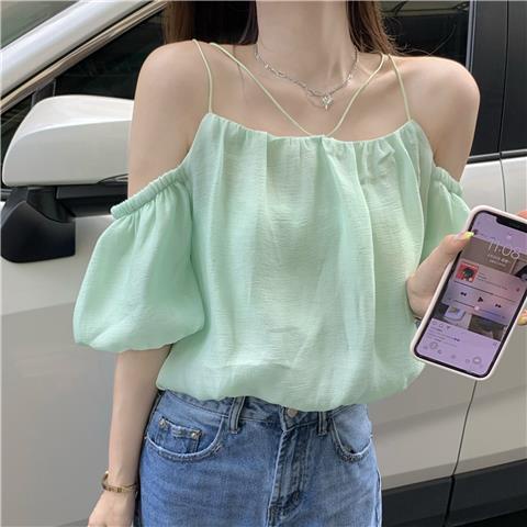 Áo Tay Lửng Phồng Trễ Vai Màu Trơn Thời Trang Cho Nữ