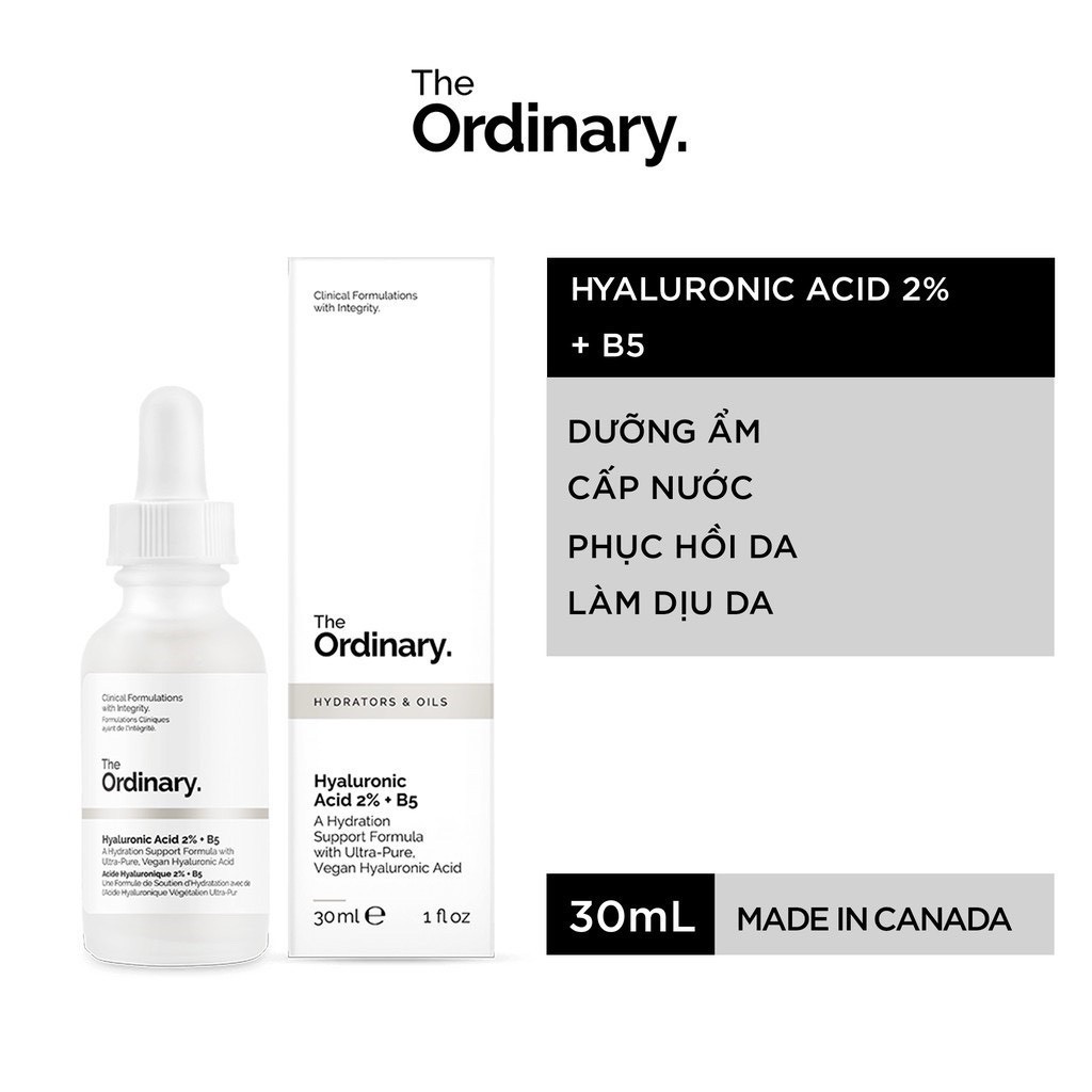 COMBO The Ordinary Niacinamide 10% 30ml + Hyaluronic Acid 2% + B5 30ml COMBO cấm ẩm & phục hồi