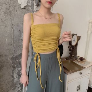 Áo 2 dây croptop rút dây 2 bên eo