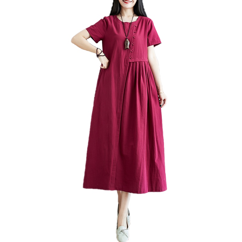 Đầm Cotton Lanh Dáng Rộng Thời Trang Cho Nữ Size Lớn 2021fat