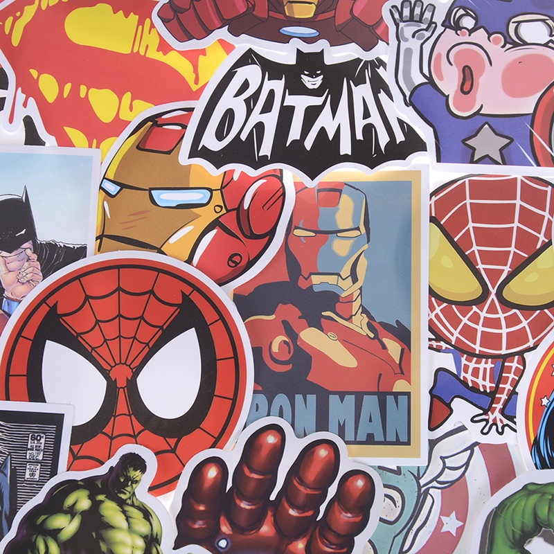 Set 50 Miếng Dán Trang Trí Hình Siêu Anh Hùng Marvel Diy