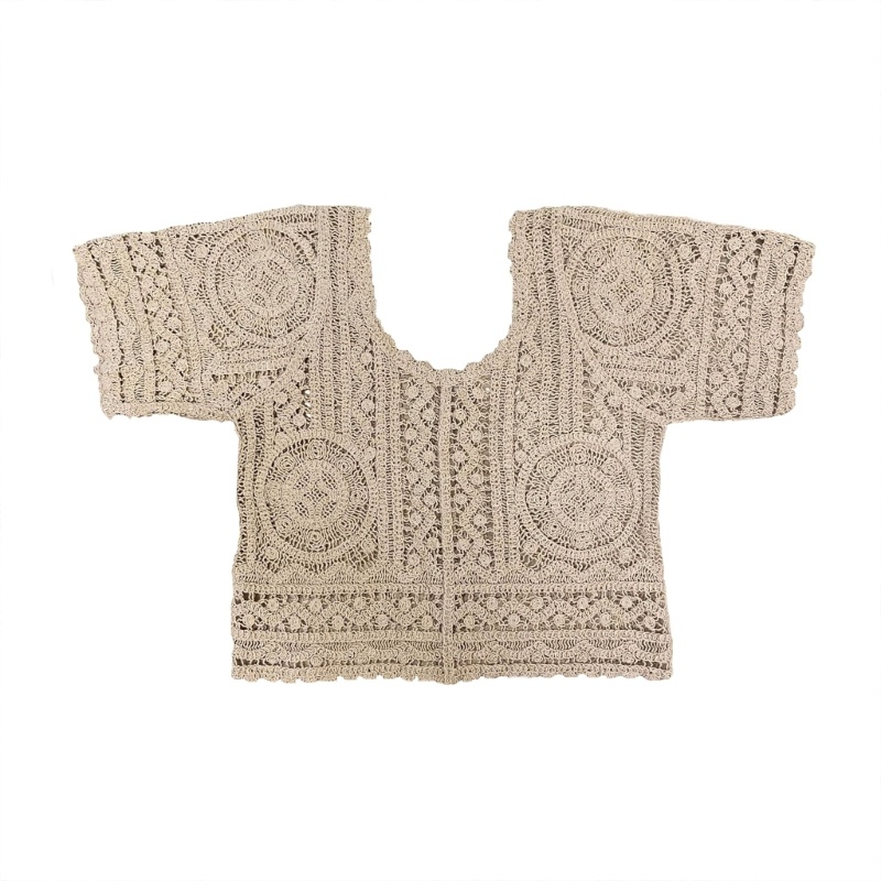 Áo Croptop Dệt Kim Tay Ngắn Cổ Tròn Thiết Kế Khoét Rỗng Thời Trang Đi Biển Cho Nữ