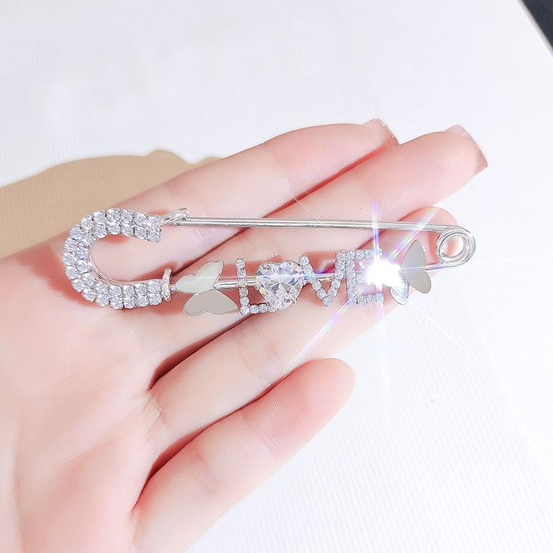Nine Duolan Ghim Cài Áo Hình Bướm Đính Đá Kim Cương Chữ Tình Yêu Khí Chất Cho Nữ