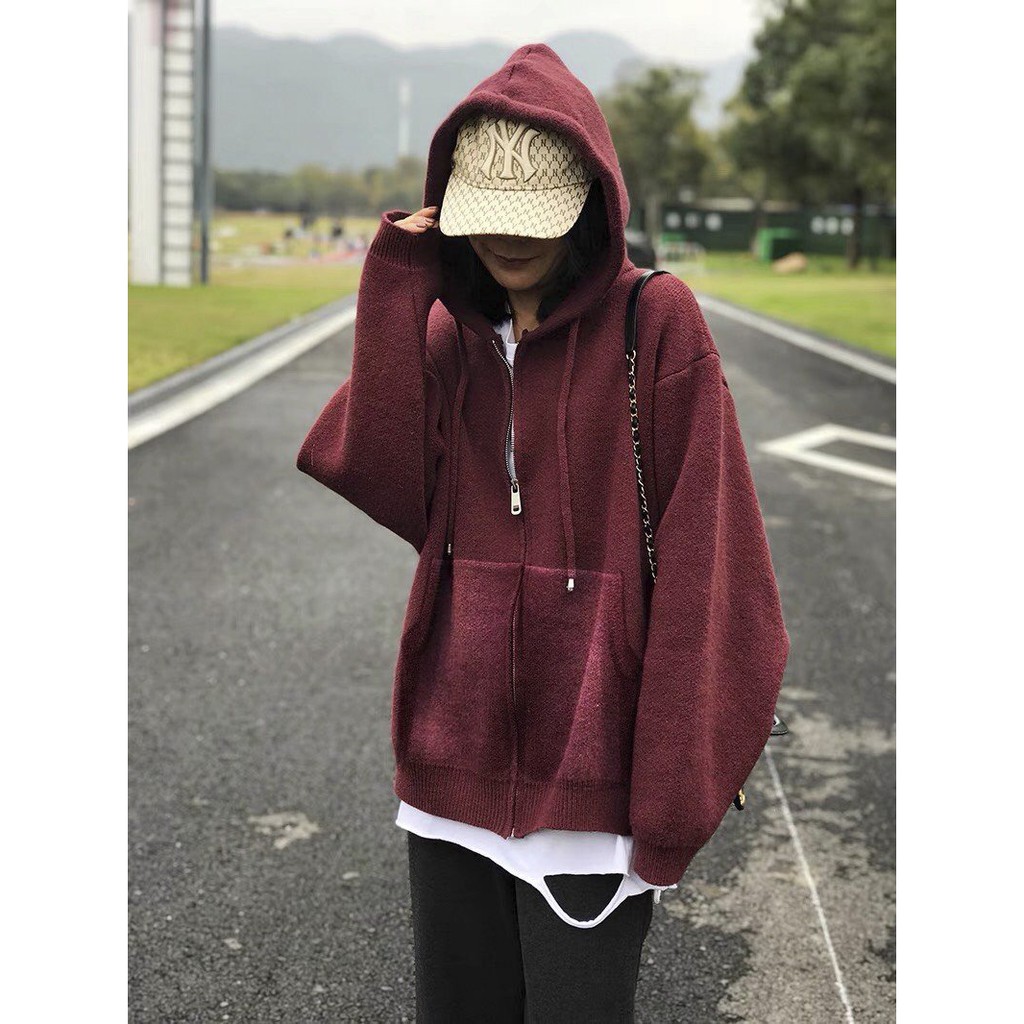 Áo khoác nỉ len tăm nam nữ trơn basic Cheapy đen xanh trắng be ghi đỏ freesize unisex phom rộng dáng hoddie zip C650