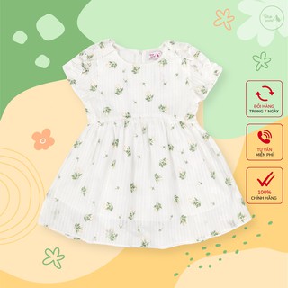 Đầm Bé Gái Ngắn Tay Mùa Hè Size Đại Chất Thô Cotton Màu Trắng In Hoa Cỡ Trẻ Em 2 Đến 11 Tuổi 30kg 35kg