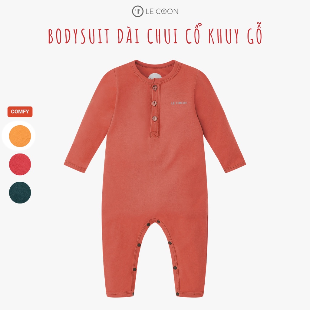 LE COON | Bodysuit Dài Chui Cổ Khuy Gỗ | COMFY | 3 tháng-3 tuổi