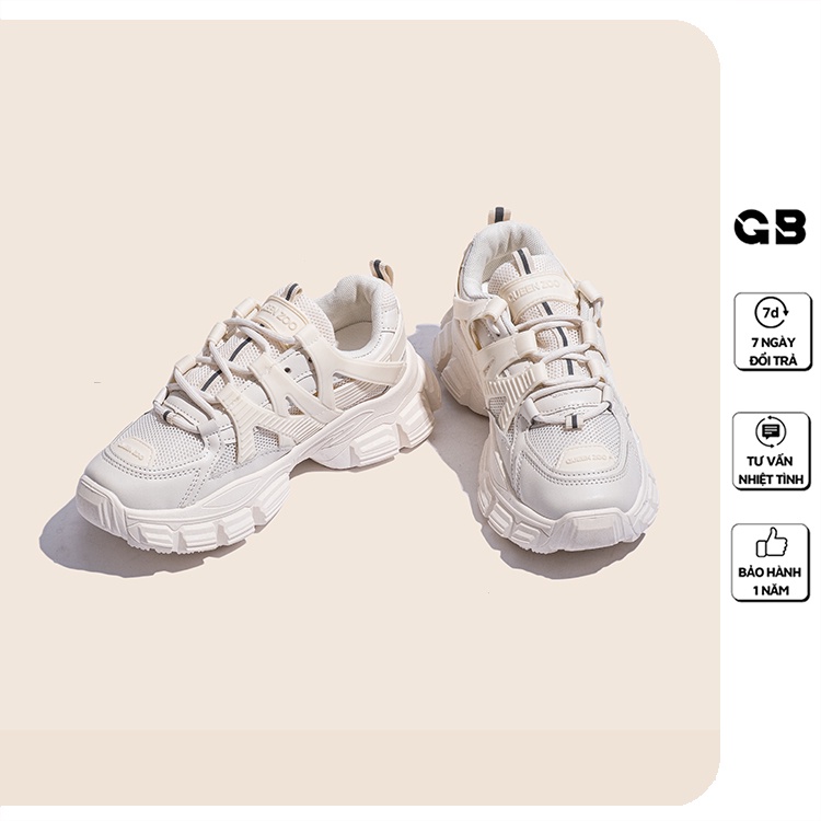 Giày Thể Thao Nữ Độn Đế Giày BOM Sneaker Tăng Chiều Cao Đế Êm Và Nhẹ, 2 Màu Đen Trắng Cá Tính giayBOM GB Warriors B1319