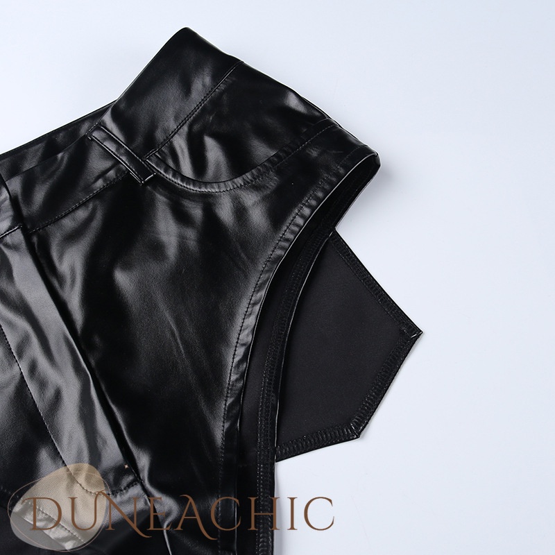 DUNEA Quần short da PU lưng cao kiểu dáng quyến rũ cho nữ
