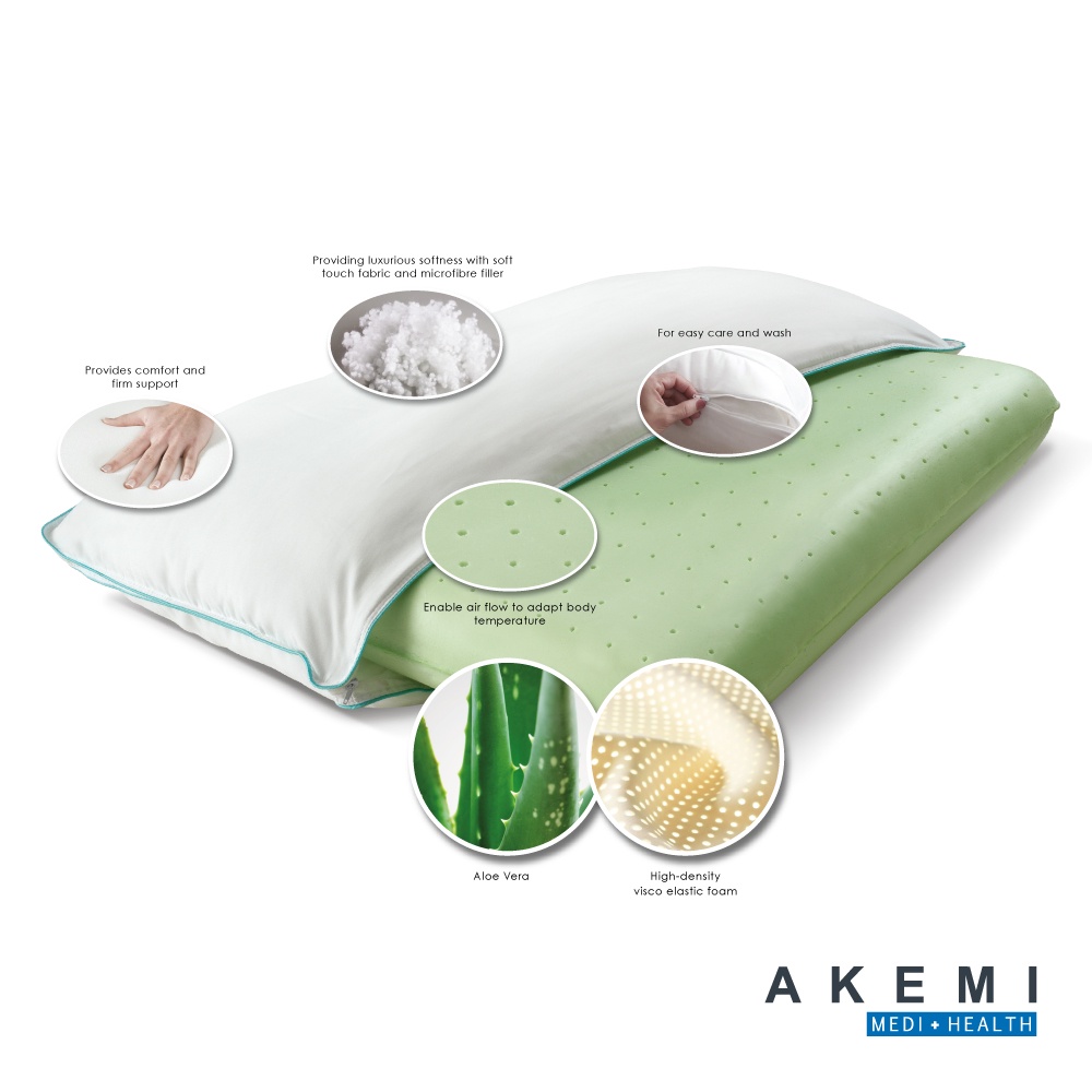 Gối Foam Akemi Aloe Vera Soft Touch 70x52cm