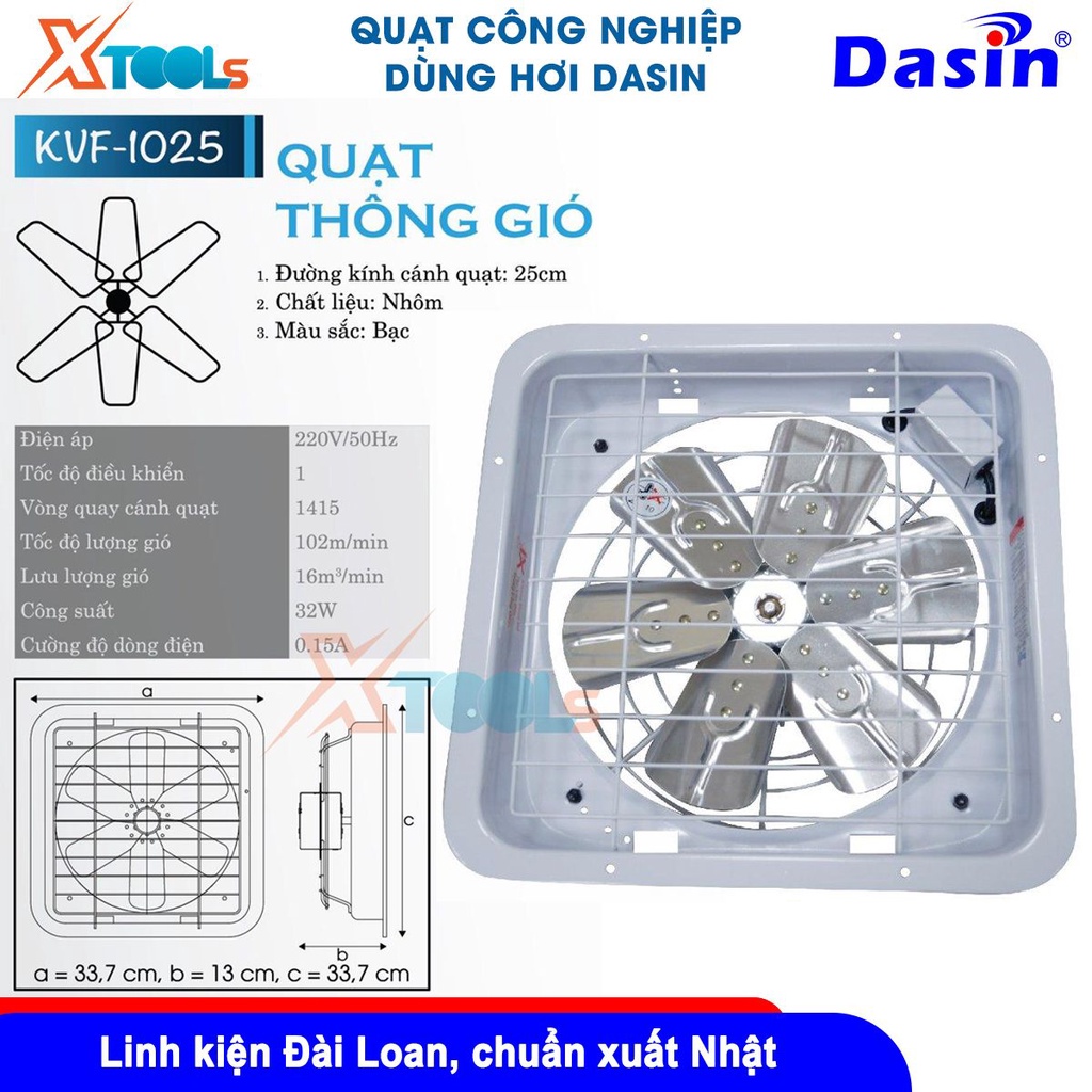 Quạt thông gió 2 chiều Dasin công suất 32W-36W quạt hút 6 cánh nhôm motor lõi dây đồng chuẩn xuất khẩu Nhật [CHÍNH HÃNG]
