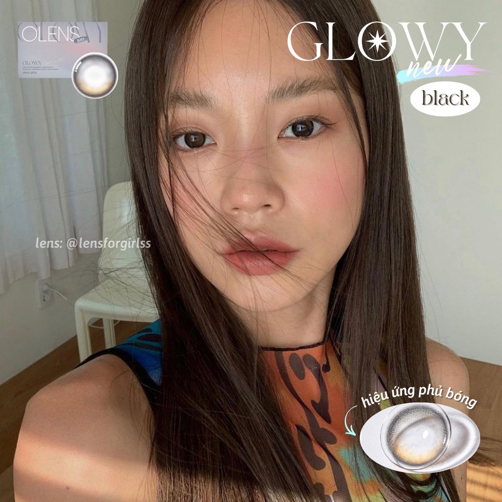 Kính áp tròng hiệu ứng phủ bóng Glowy Black chính hãng Olens | Hạn sử dụng 1 tháng