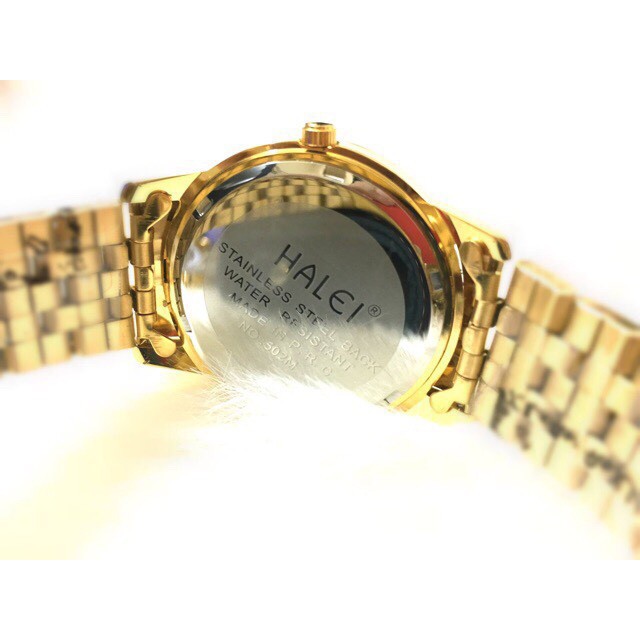 Đồng hồ cặp đôi dây thép Halei Gold platium sang trọng -MTP WATCHES