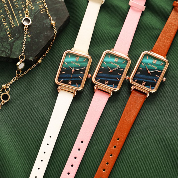 Đồng hồ nữ Ulzzang U012 măt chữ nhật dây da mềm đeo êm tay | BigBuy360 - bigbuy360.vn