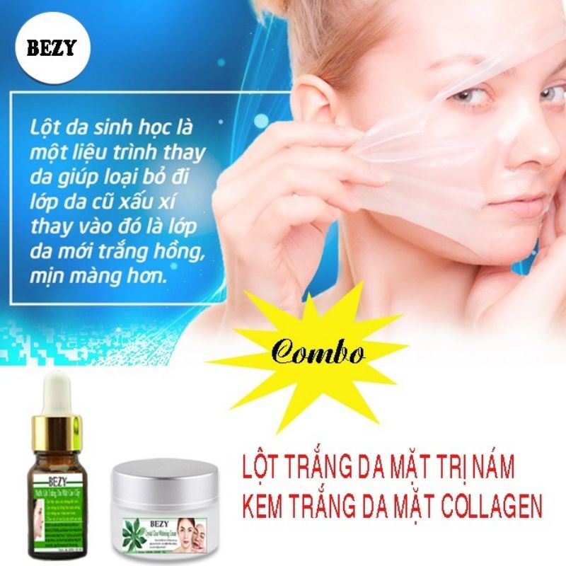 Combo  Lột Da Mặt + Kem Dưỡng Trắng Collag