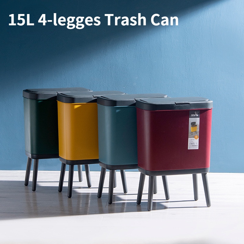 Thùng Rác 4 Chân 15L Có Nắp Đậy Tiện Dụng