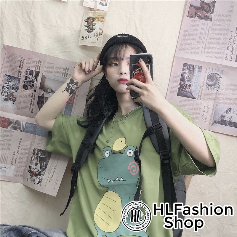 Áo phông nữ nam Unisex form rộng khủng long bụng bự, áo thun tay lỡ HLFashion | BigBuy360 - bigbuy360.vn