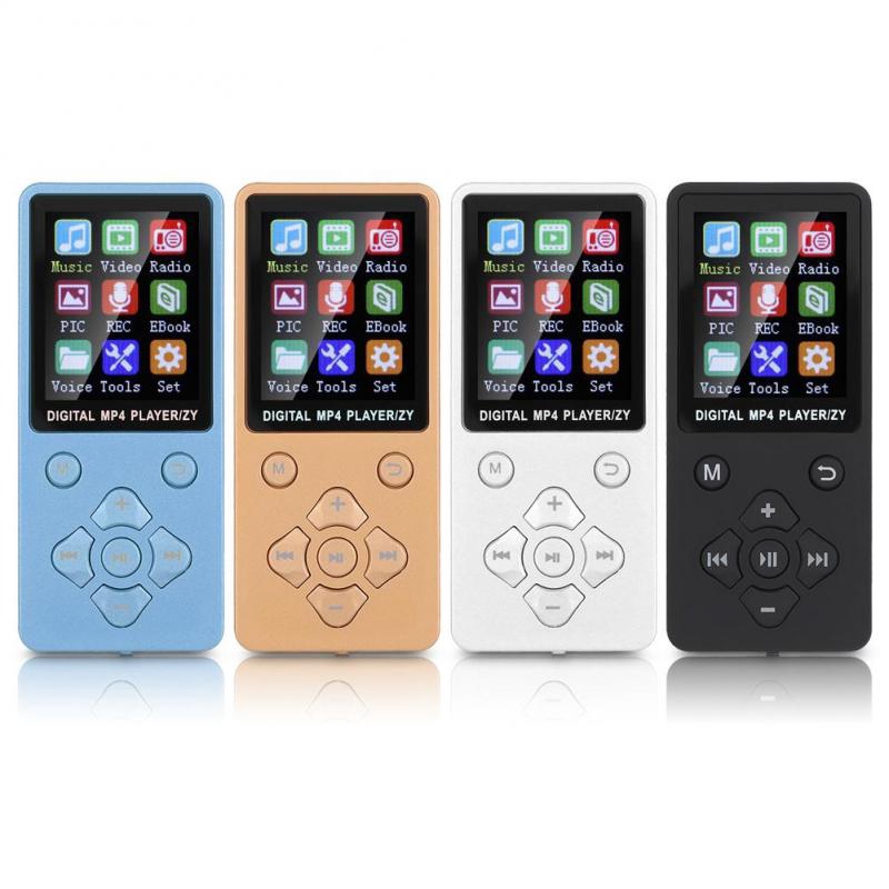 Máy MP3 MP4 8GB 1.8" bluetooth 4.2 tích hợp ghi âm radio đa năng tiện dụng nhỏ gọn kèm dây cáp tai nghe và phụ kiện