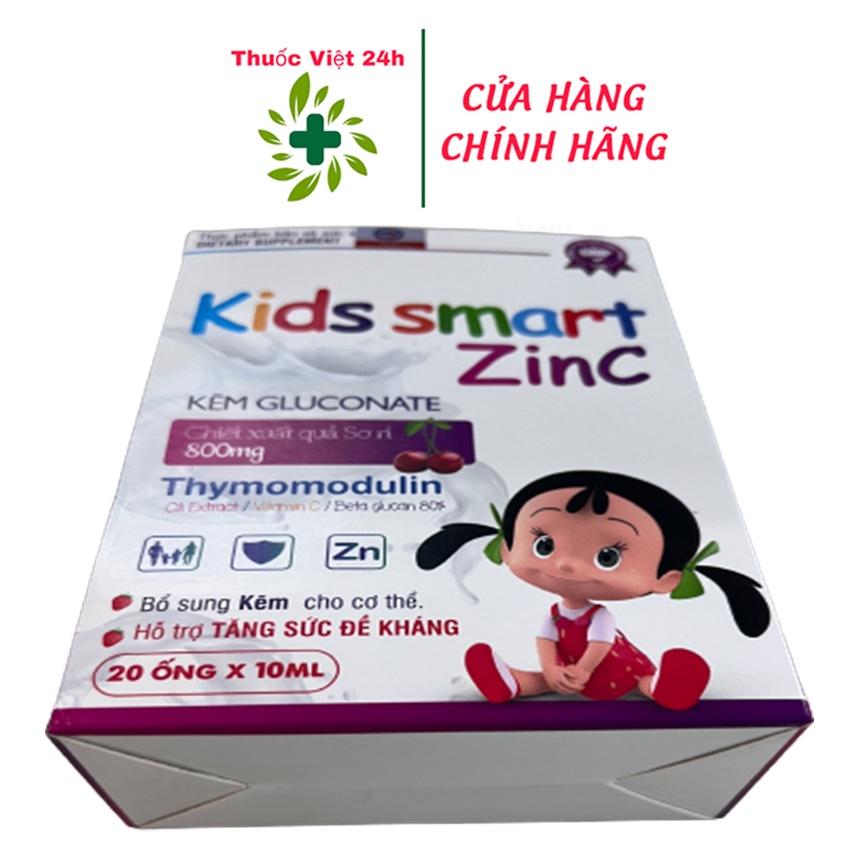 Kid Smart Zinc - Hộp 20 ống - Hỗ Trợ Tăng Cường Sức Đề Kháng - TV