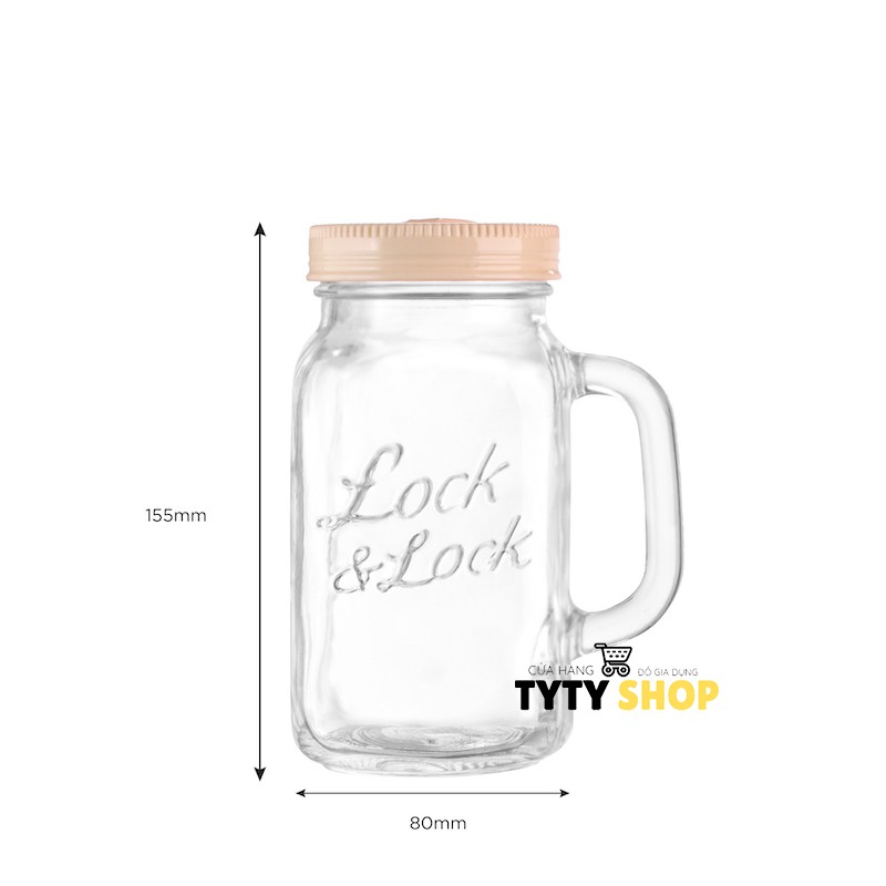 Ly thủy tinh nắp nhựa có tay cầm Lock&Lock Glass Jar dung tích 630ml LLG002