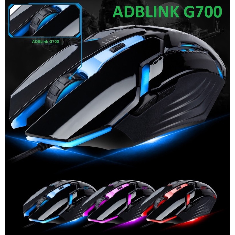 Bàn Phím ,Chuột G700 ADBLink Led 7 Màu Có Dây Gaming , giả cơ , Mặt phím nổi làm bằng kim loại chống nước , hàng mới