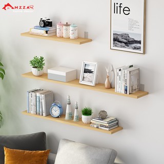 Kệ gỗ treo tường  thanh ngang Anzzar bản rộng 15cm thiết kế ẩn đinh, gỗ thông nhập khẩu trang trí phòng khách TN-01