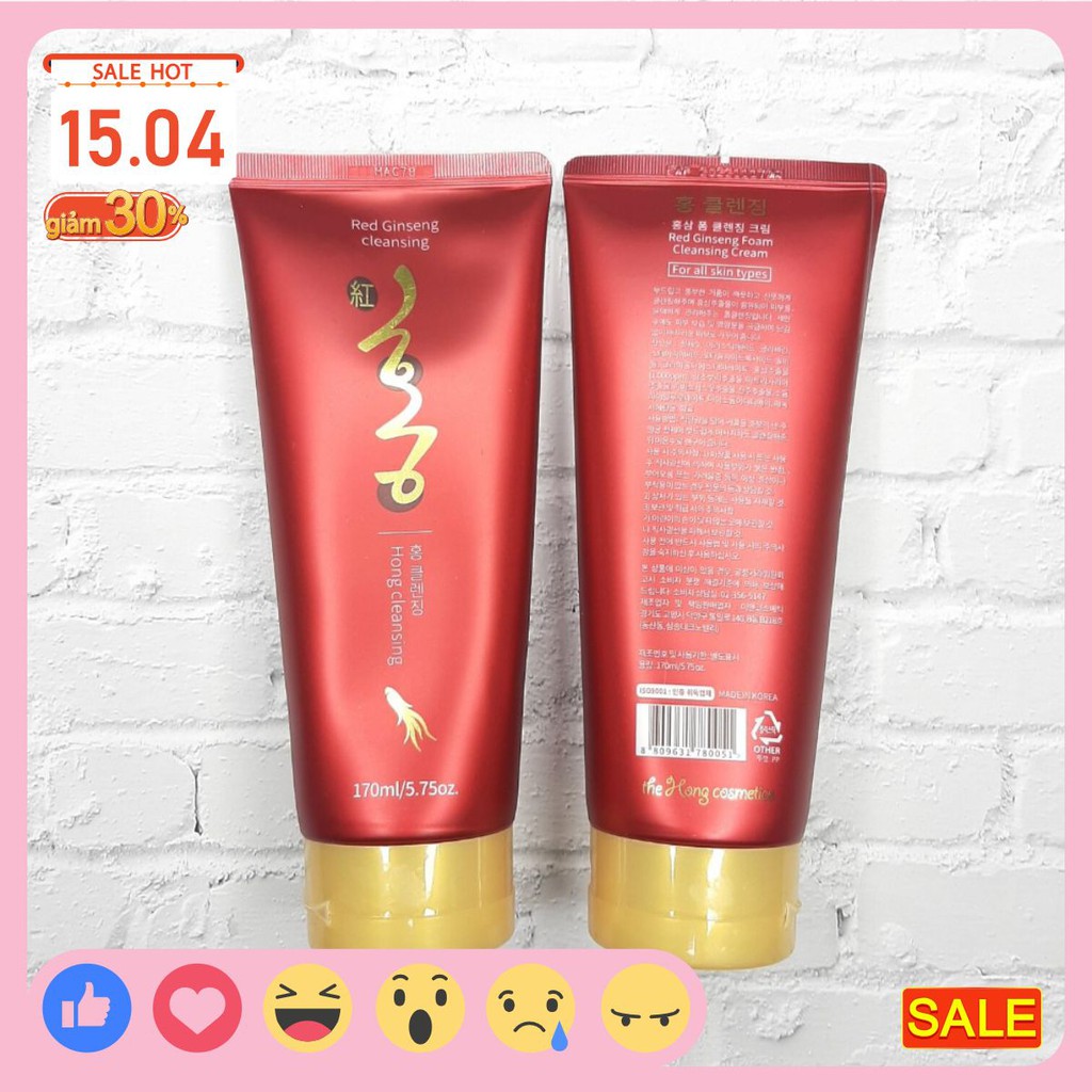Sữa rửa mặt hồng sâm Hàn Quốc- Hong Cleansing 170ml  [ TẶNG MẶT NẠ ]