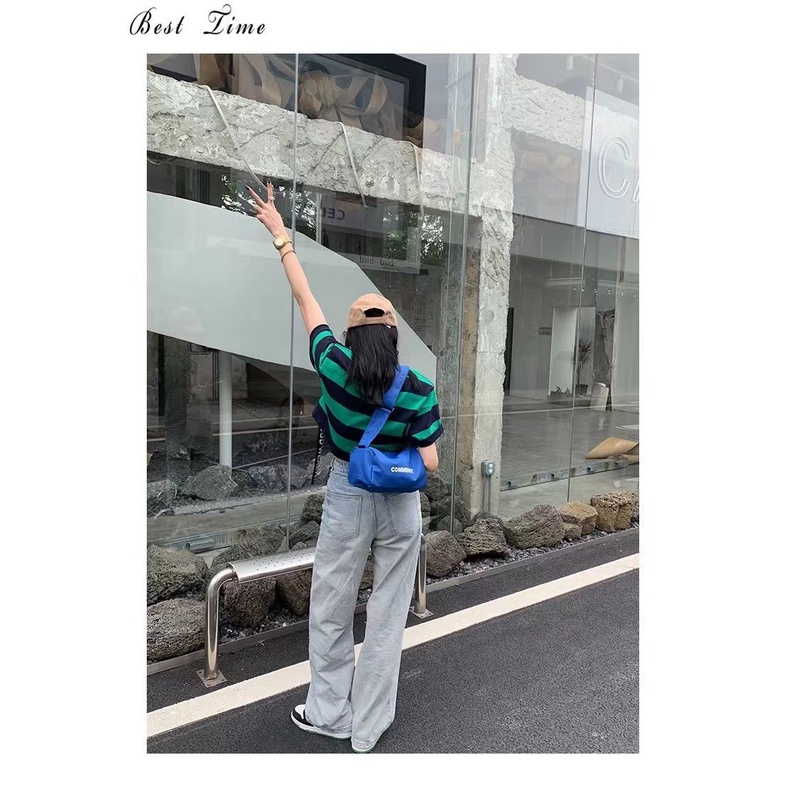 Túi Đeo Vai Thể Thao Vải Canvas In Chữ Thời Trang Mùa Hè 2022