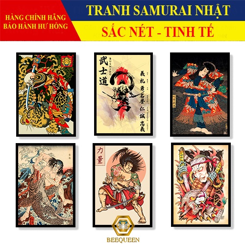 Mẫu Tranh Samurai Trang Trí Nhà Hàng, Tiệm Xăm Tattoo Phong Cách Nhật Bản Cổ Xưa