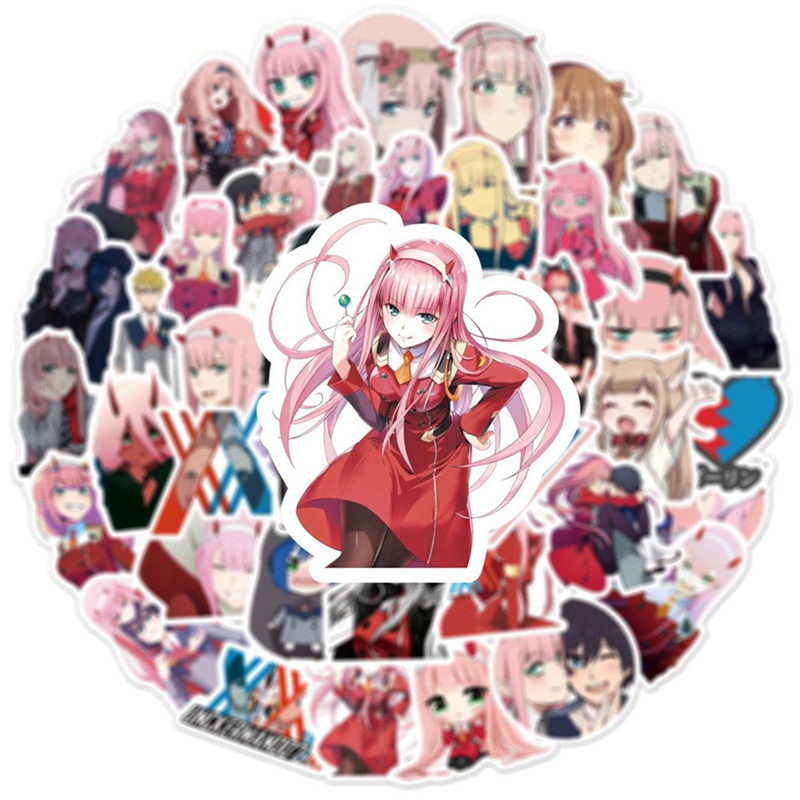 Bộ 50 Miếng Dán Trang Trí Laptop / Va Li Hình Anime Darling In The Franxx Zero Two Waifu