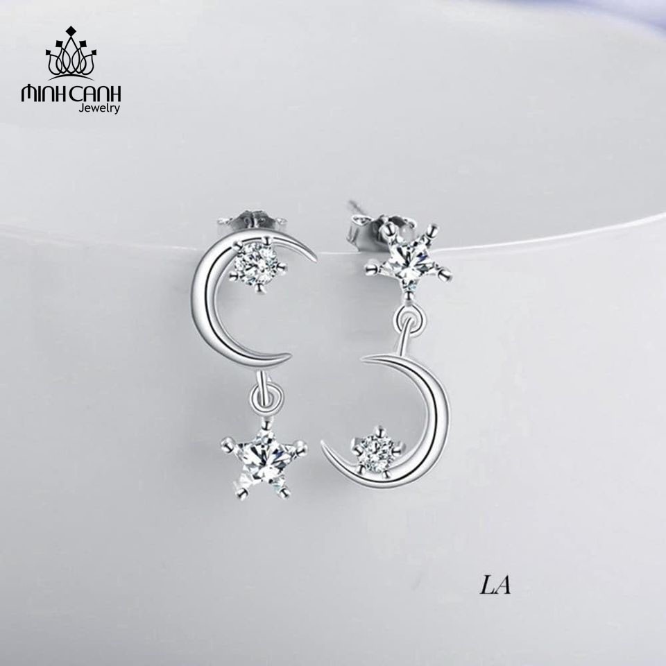 Bông Tai Hình Trăng Sao Bằng Bạc - Minh Canh Jewelry
