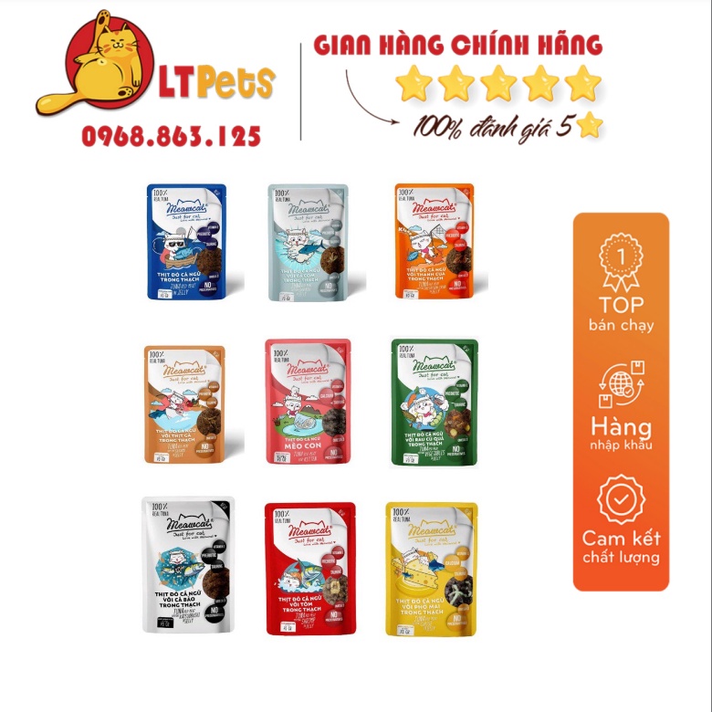 [thùng 48 gói]Pate Meowcat cho mèo 70gr ( 9 vị )