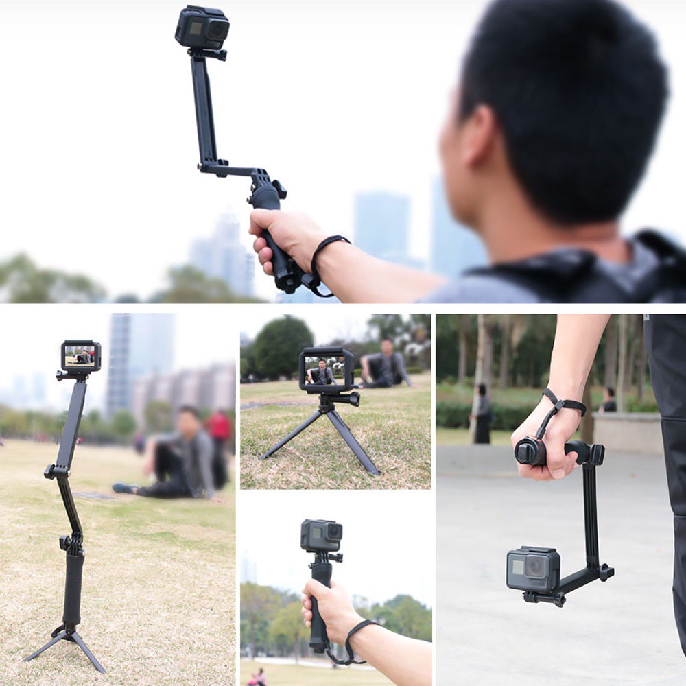 HARRIETT Professional Selfie Stick Portable Monopod Tripod Stand Mini Telescopic For GoPro Handheld 3 Way Multifunctional Camera Holder/Multicolor